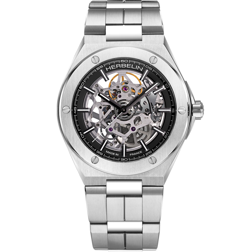 OROLOGIO HERBELIN CAP CAMARAT SKELETON AUTOMATIC 1845BSQ14-HERBELIN-Eldorado Jewels