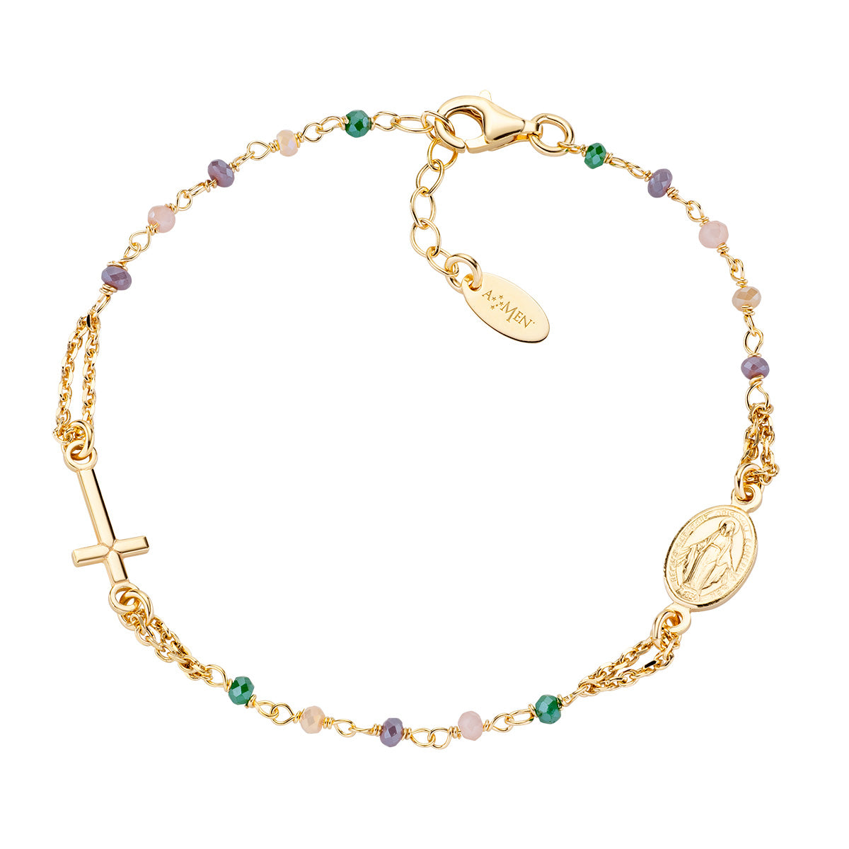 Bracciale rosario Amen donna rosari con cristalli BRO10GTOVE3