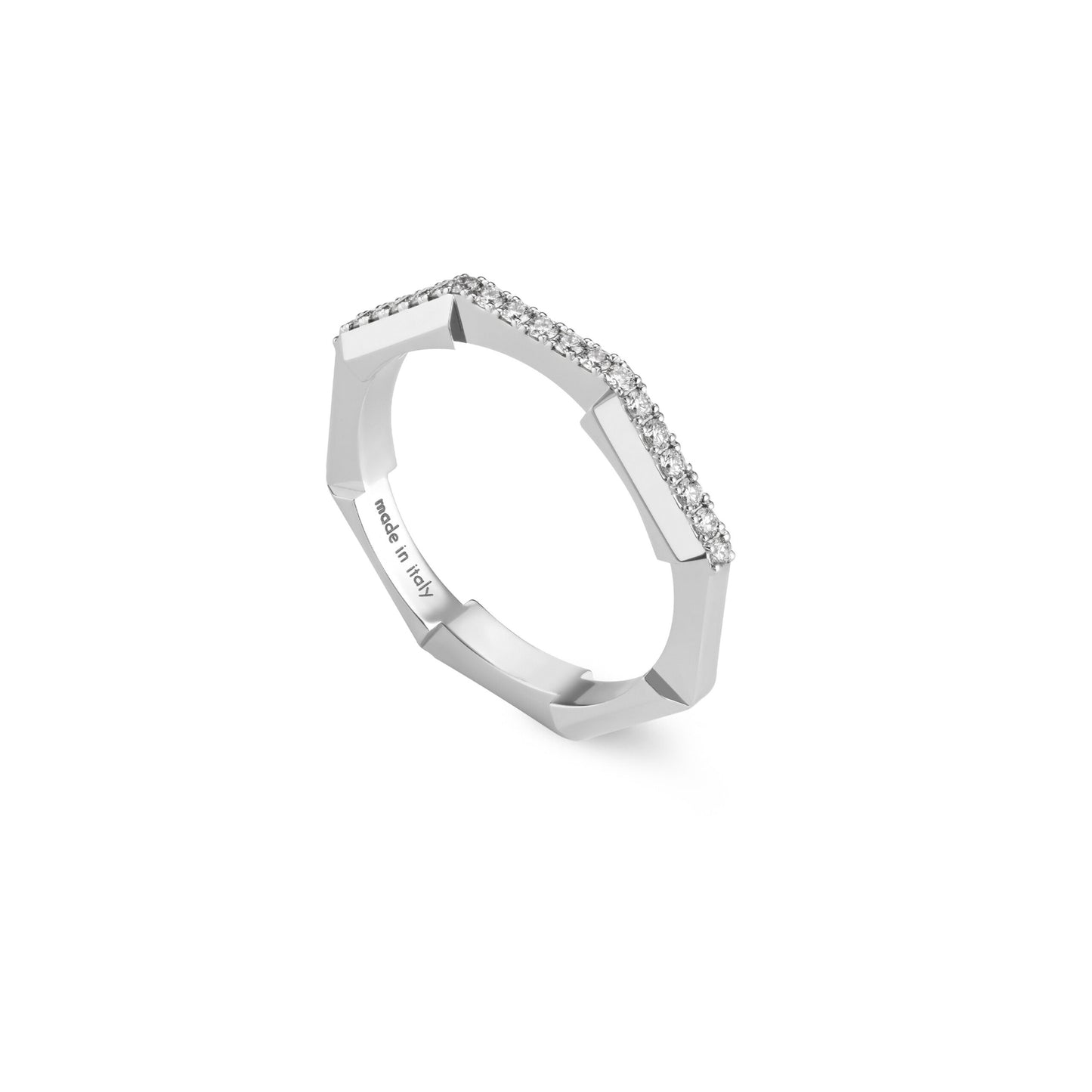 Anello Fascia Gucci Link to Love con Diamante in Oro Bianco 18k