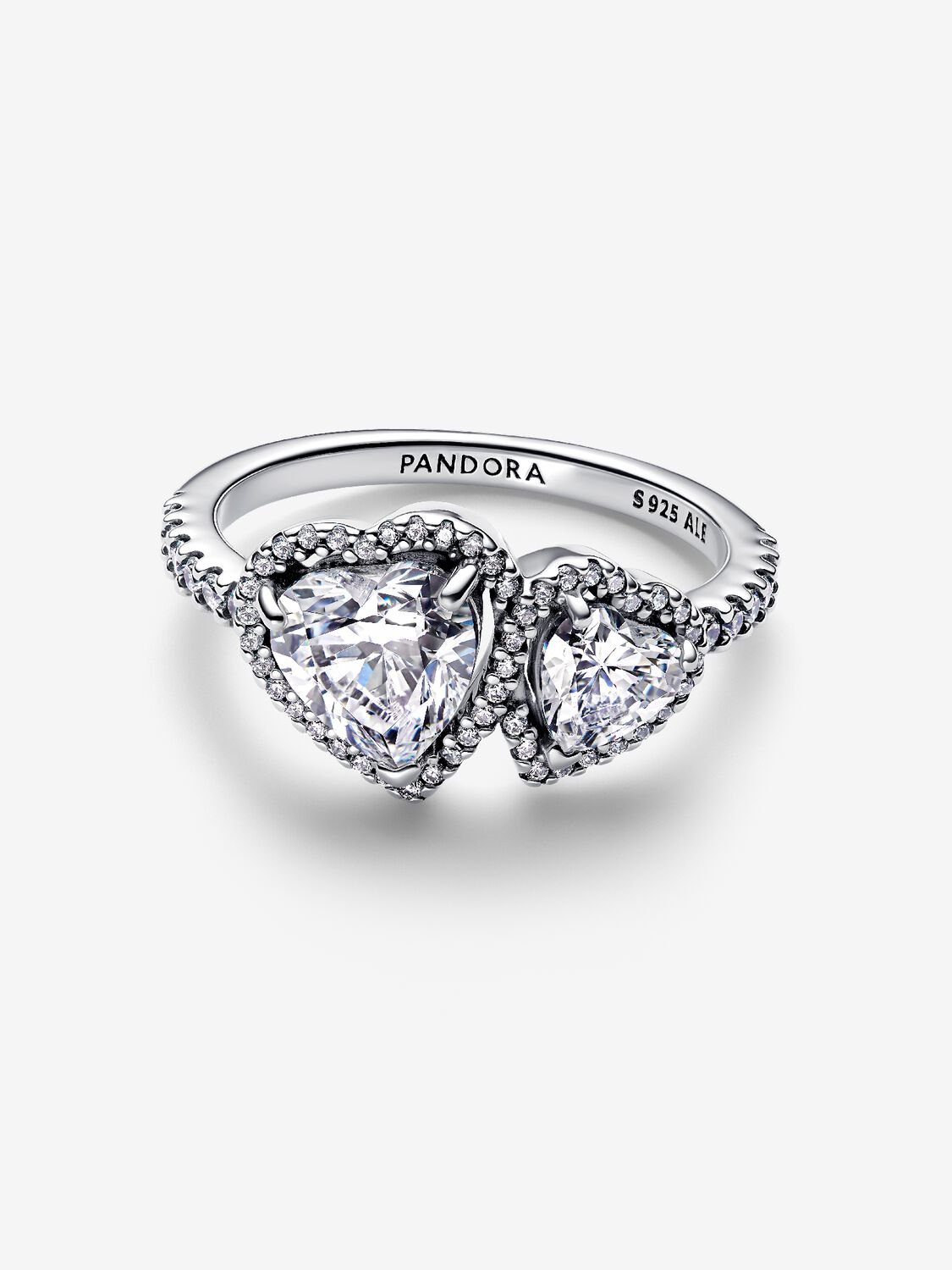 Anello Pandora Doppi Cuori Luminosi 193659C01