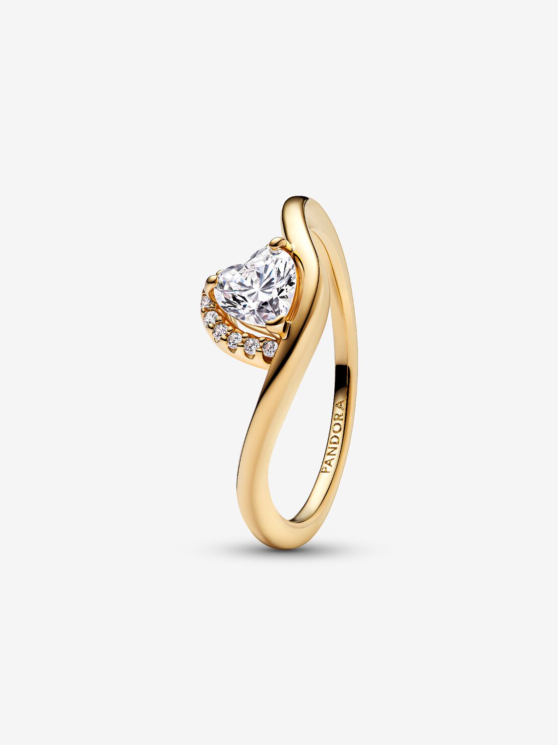 Anello Pandora Onda con Cuore Luminoso 163660C01