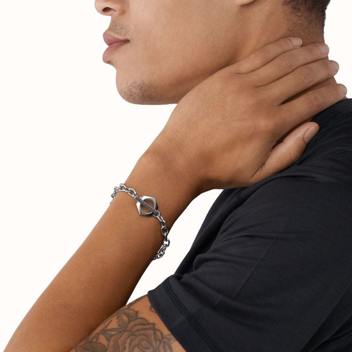 Armani Exchange Bracciale Uomo in Acciaio Inossidabile Catena Argento