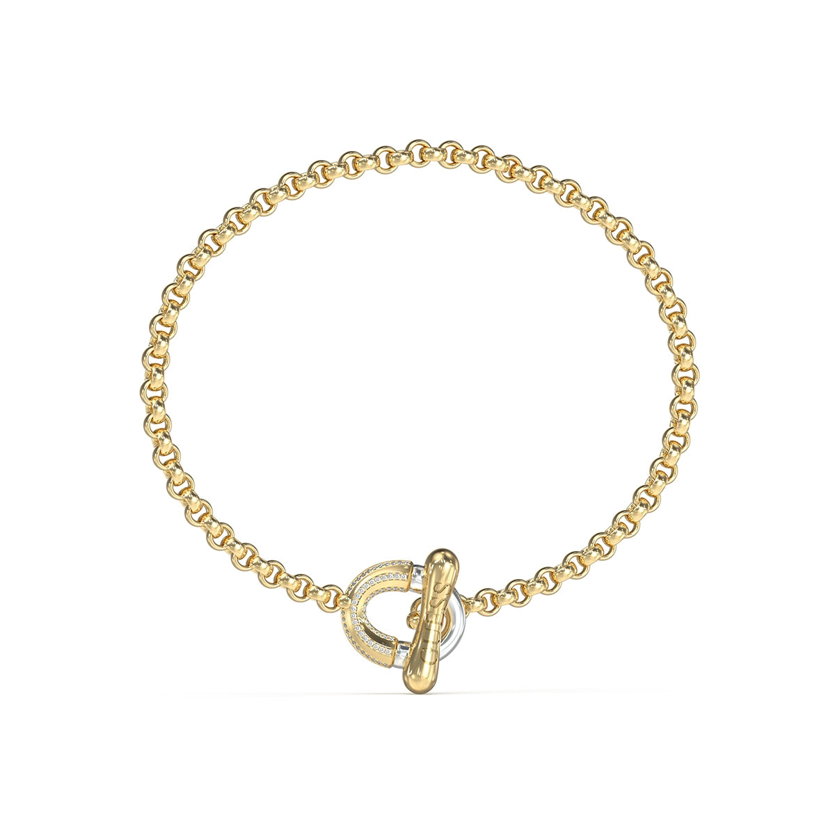 Bracciale Catena Logo Bicolore Cristalli Guess JUBB05372JWYGRHS