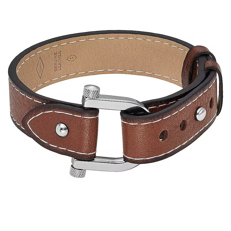 Bracciale Pelle Intrecciata Doppio Giro Fossil Nero JF04397040