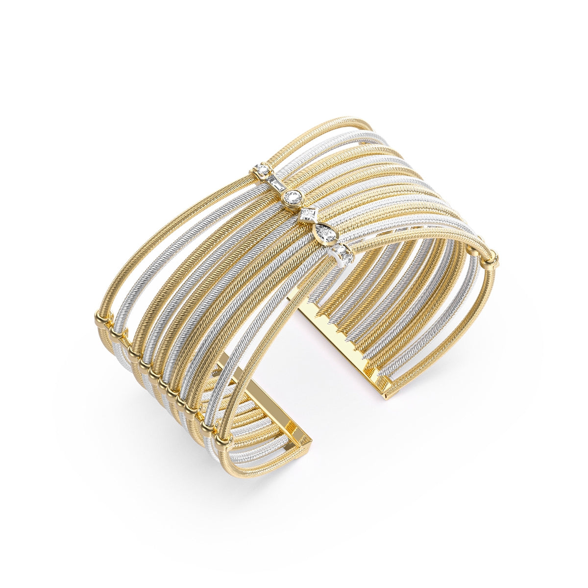Bracciale Rigido Bicolore Cristalli Guess JUBB05385JWYGRHS
