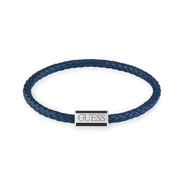 Bracciale Uomo Pelle Intrecciata Logo Guess Acciaio JUMB02141JWSTJBS