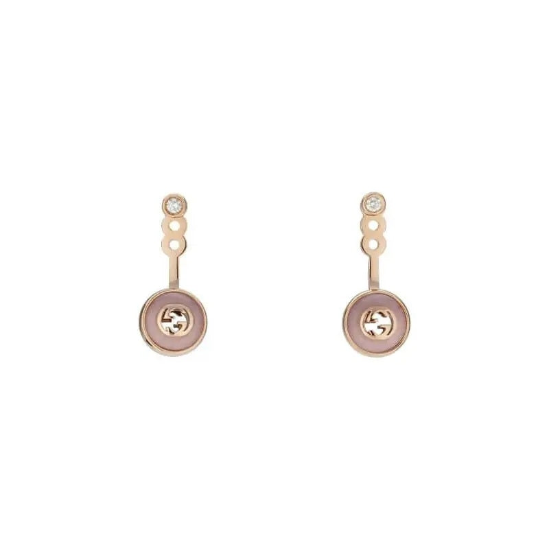 Orecchini Gucci Interlocking G YBD831463001 oro rosa e opale