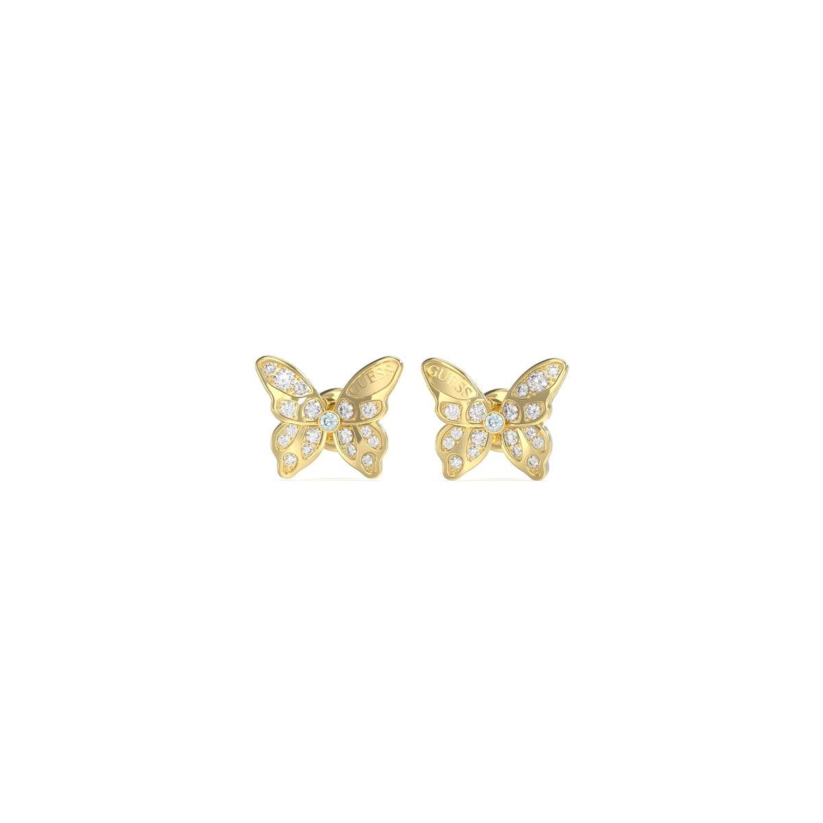 Orecchini a Cerchio Sottile Cristalli Guess Oro Giallo JUBE04108JWYGT-U (Coppia)