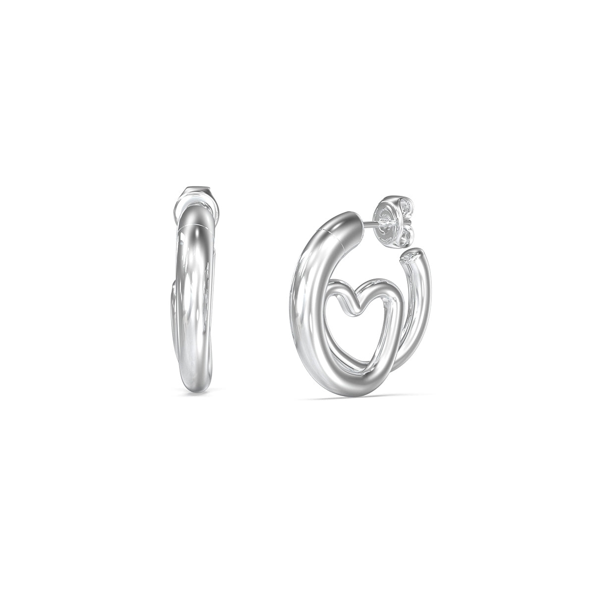Orecchini a Lobo Logo Tondo Guess Acciaio JUBE05529JWRHT-U (Coppia)